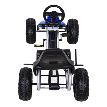 Duży Gokart Strong na pedały dla dzieci Niebieski + Obciążenie 100 kg + Koła EVA + Hamulec ręczny + Sportowy fotel